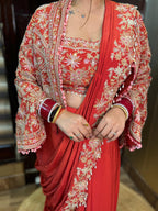 Heera Drape Rust Orange Set