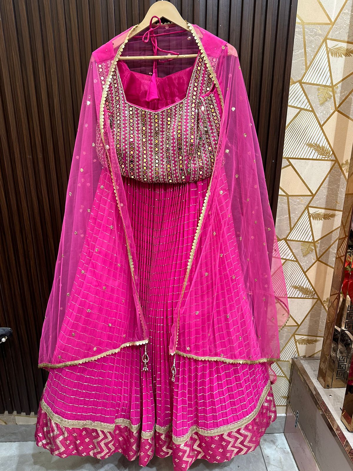 Pink Drape Lehanga Choli