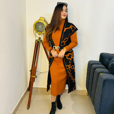 Long bella dress with shrug + belt