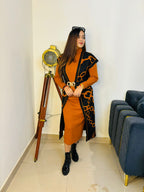 Long bella dress with shrug + belt