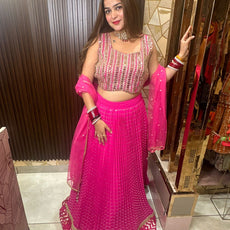 Pink Drape Lehanga Choli