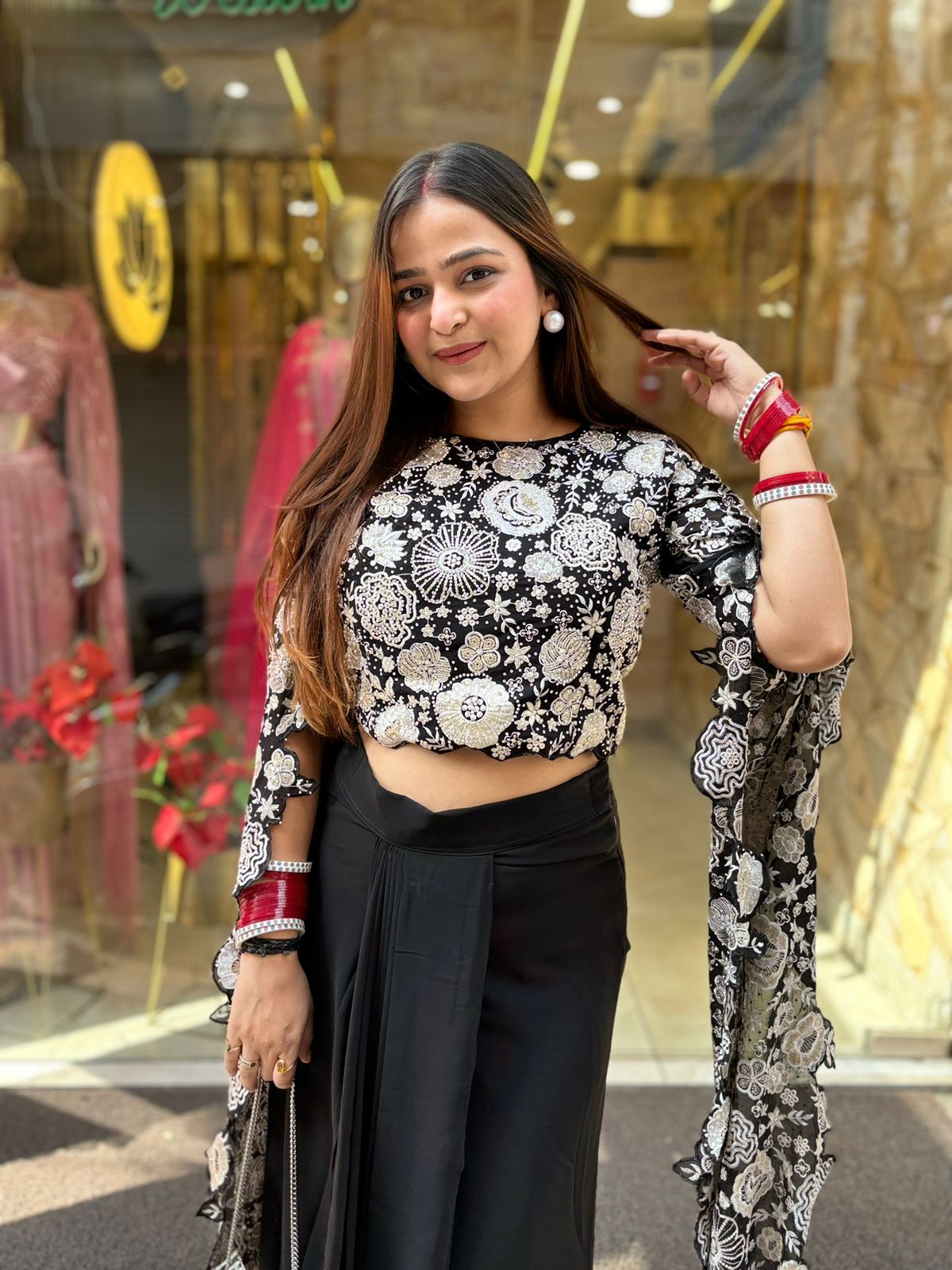 Meera Black 2 pc skirt set