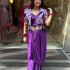 Purple Jacket Skirt Style Outfit