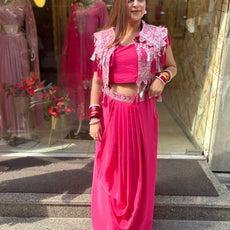 Pink Jacket Skirt Style Outfit
