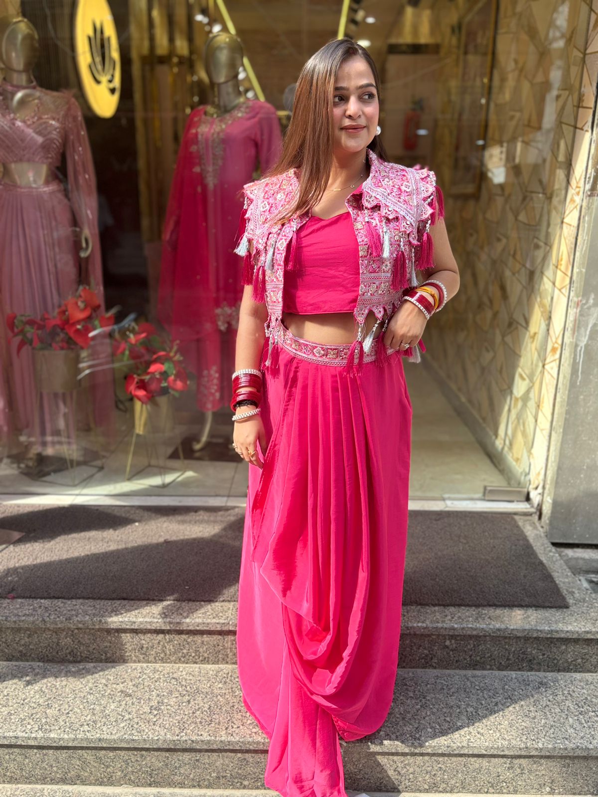 Pink Jacket Skirt Style Outfit
