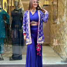 Purple 3 piece sharara set
