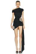 Luxe Asymmetric Embroided Dress