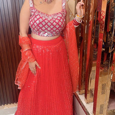 Orangy Red Lehanga Choli