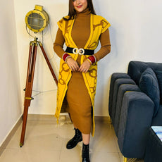 Long bella dress with shrug + belt