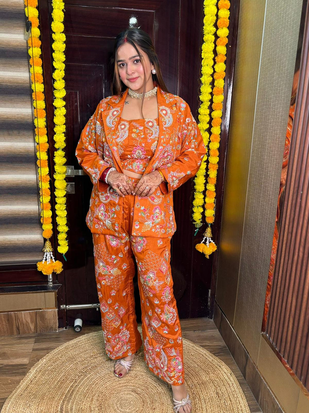 Orange Pia Jacket Set