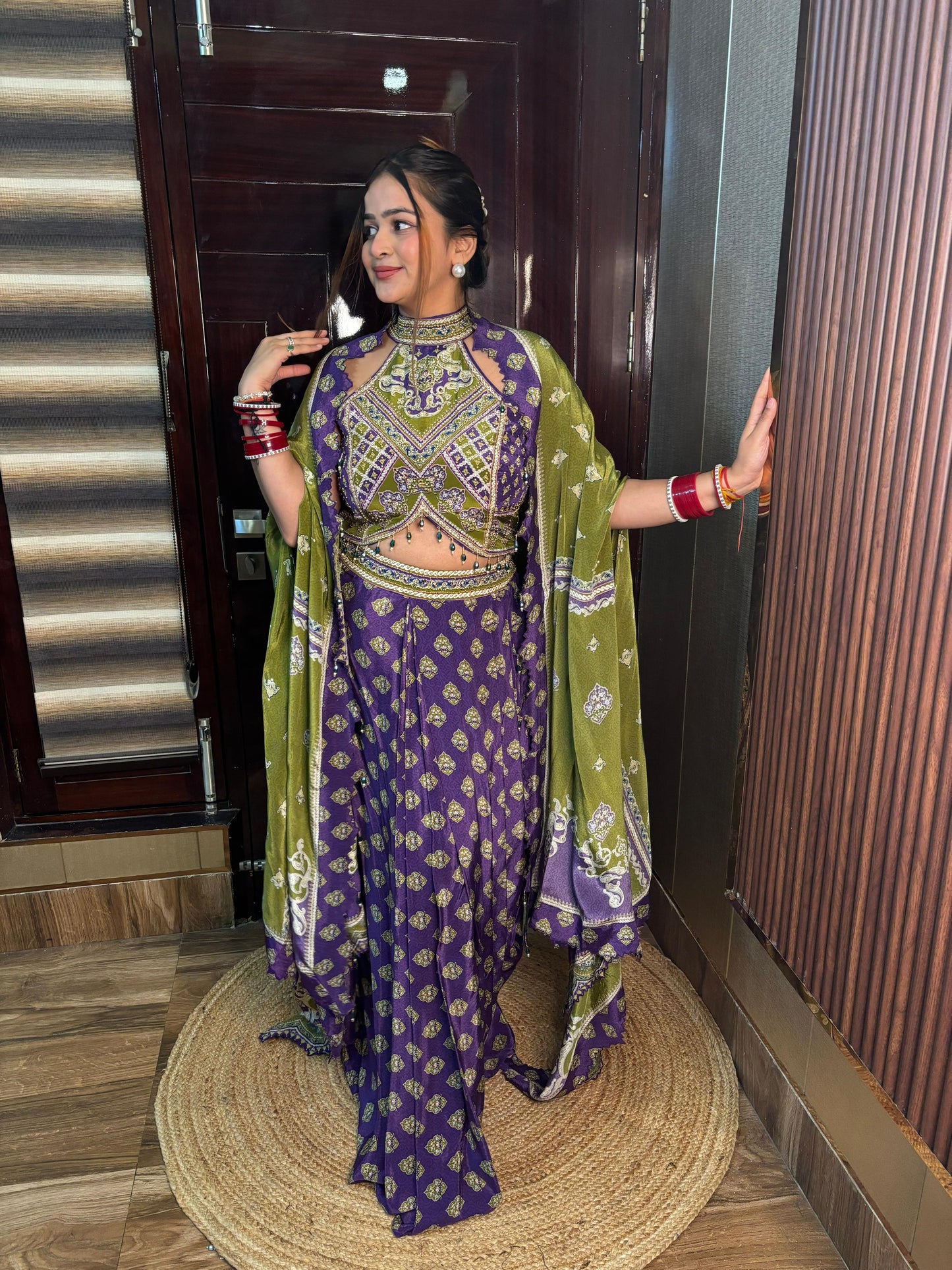 Morni Green Skirt Set