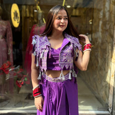 Purple Jacket Skirt Style Outfit