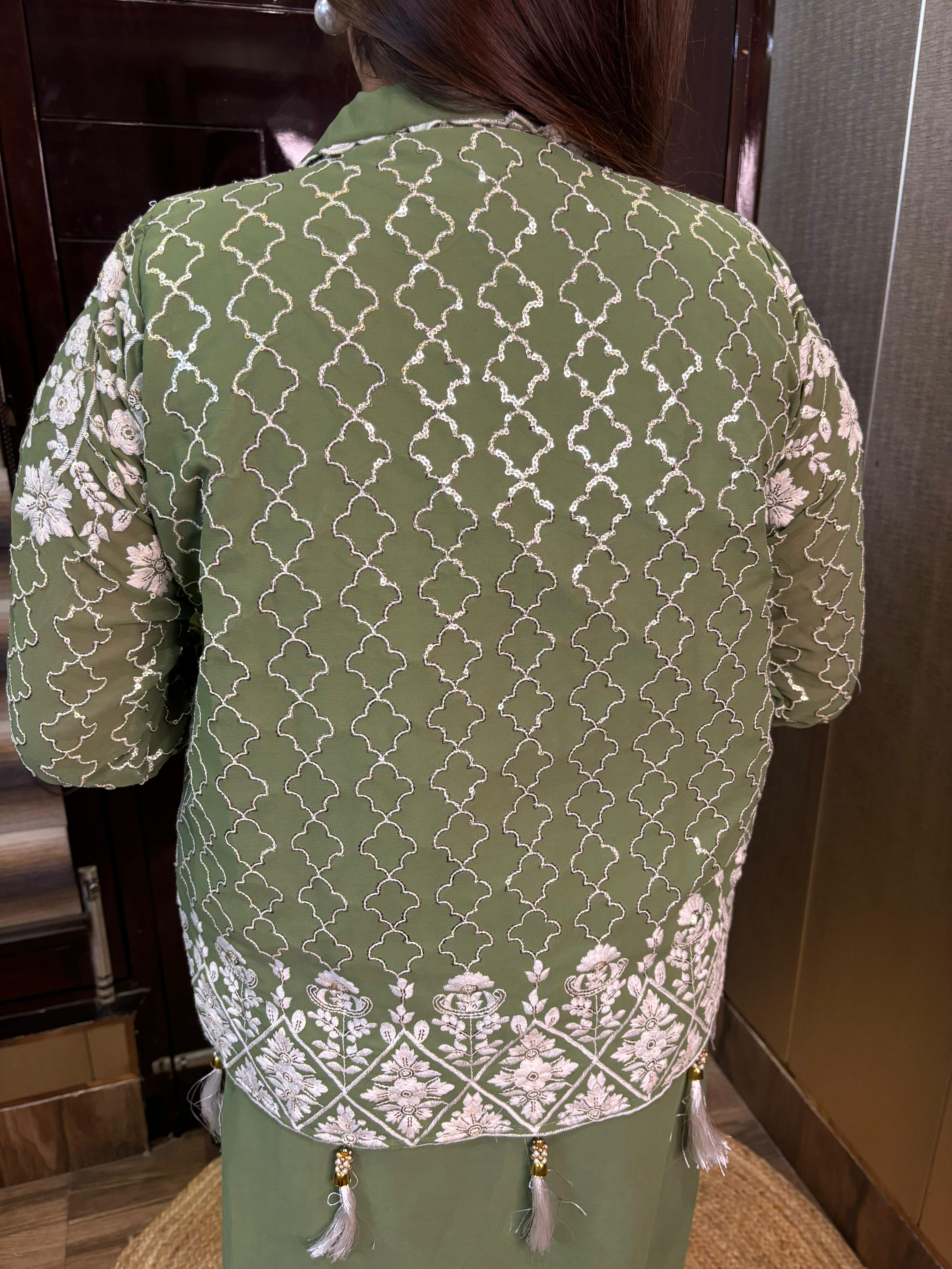 Hassi Drape  Green Jacket Style.