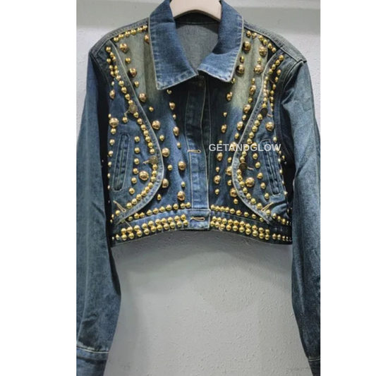 DENIM STUDDED JACKET