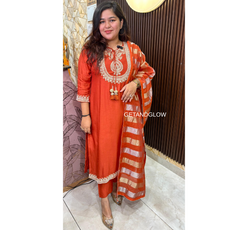RUST ZARI DESIGNER SUIT