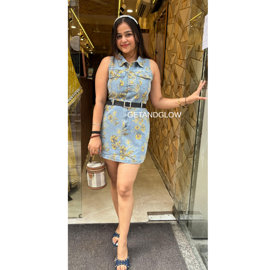 "DENIM DRESS WITH BELT"