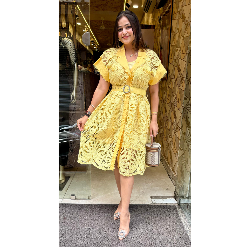 "SHILPA" NET DRESS WITH BELT