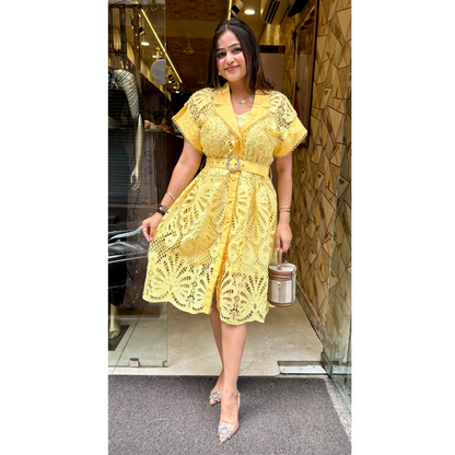 "SHILPA" NET DRESS WITH BELT