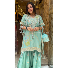 "JAINA" SHORT KAFTAN SHARARA SET