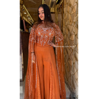 "SAANVI" - 3 PIECE CORSET DESIGNER OUTFIT- RUST ORANGE