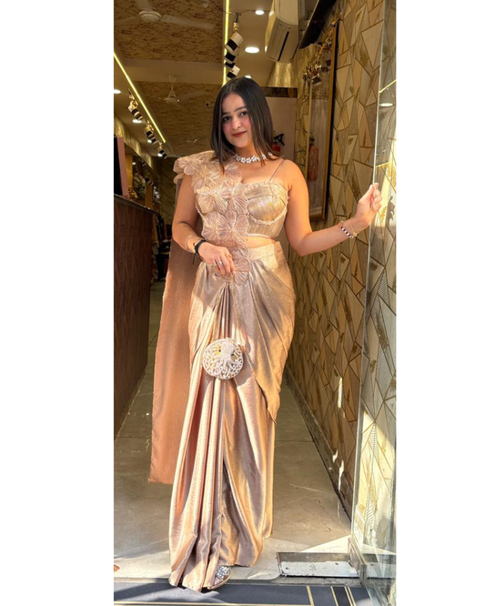 LARA-GOLDEN ERA 3D DRAPE SAREE