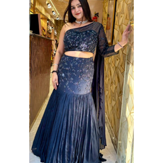 SONA-ONE SIDE SHOULDER FISH CUT LEHENGA