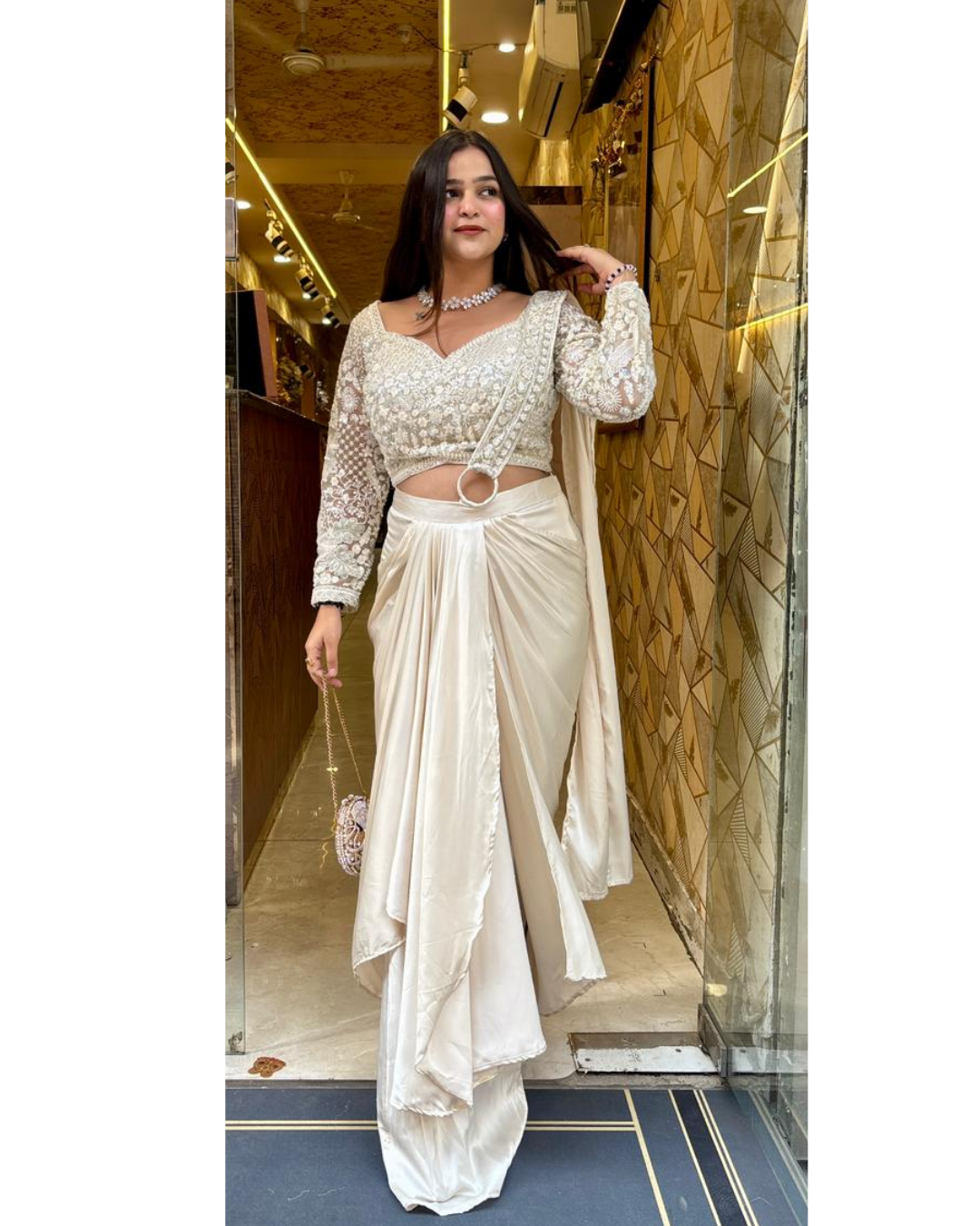 SNOWFLAKE DRAPE SAREE