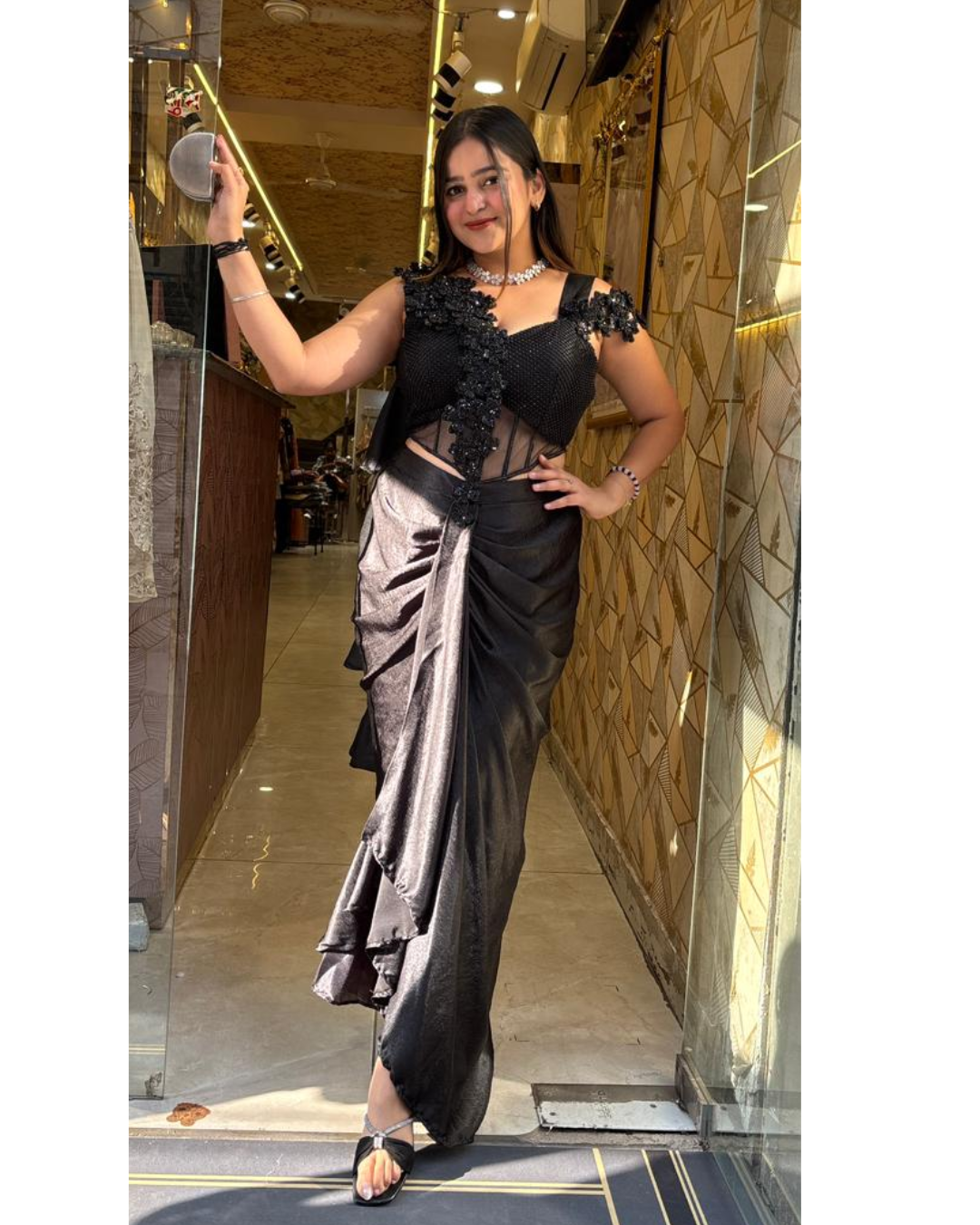 SOCHA BLACK DRAPE SAREE