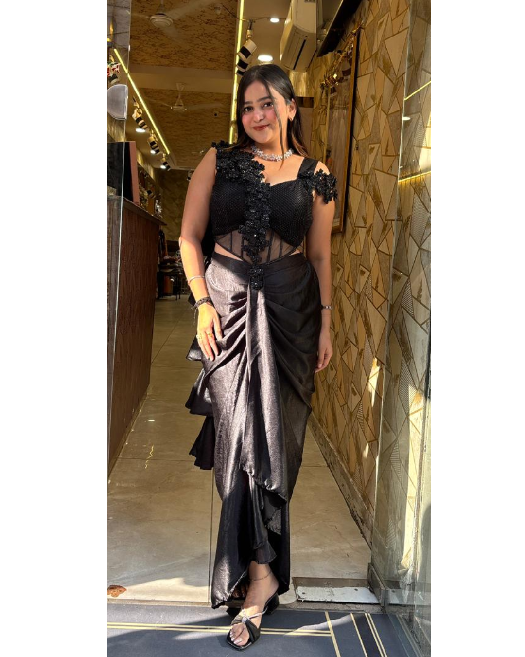 SOCHA BLACK DRAPE SAREE