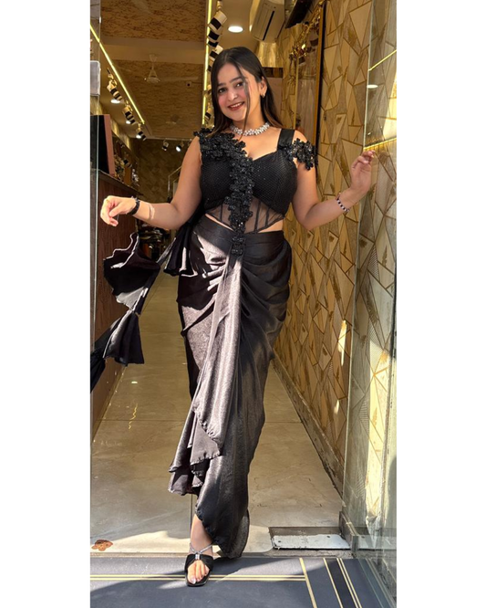 SOCHA BLACK DRAPE SAREE