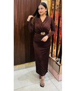 SALINA-ROUCHED DRESS WITH BELT