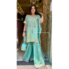 "JAINA" SHORT KAFTAN SHARARA SET