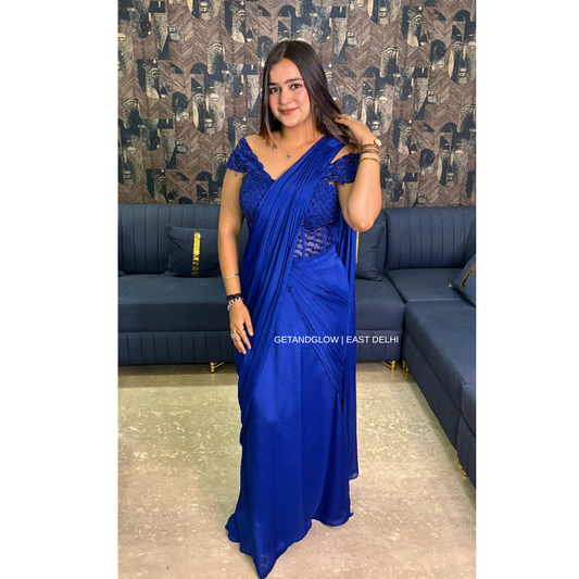 "AASHNA" BLUE CORSET DRAPE