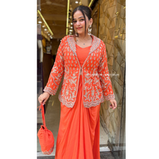 "KAREENA" - 4 PIECE ORANGE DESIGNER CLOTHES