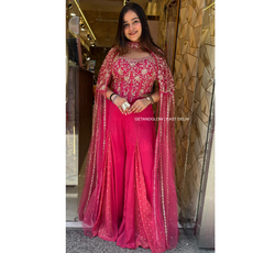 "SAANVI" - 3 PIECE CORSET DESIGNER OUTFIT- BLUSH PINK