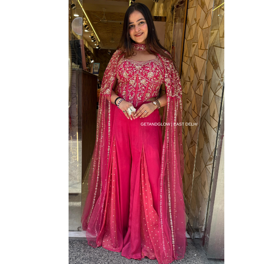 "SAANVI" - 3 PIECE CORSET DESIGNER OUTFIT- BLUSH PINK