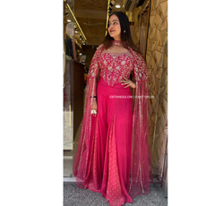 "SAANVI" - 3 PIECE CORSET DESIGNER OUTFIT- BLUSH PINK