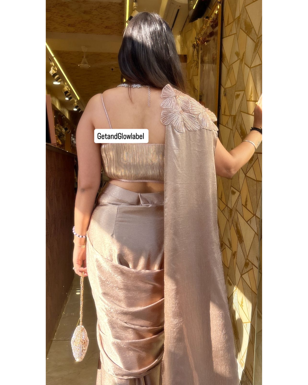 LARA-GOLDEN ERA 3D DRAPE SAREE