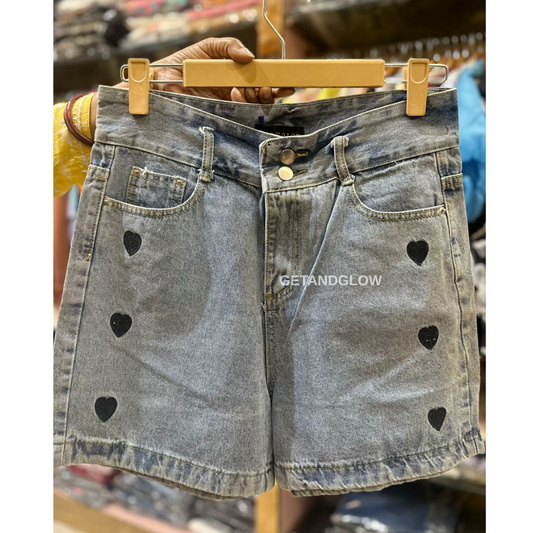 HEART DENIM SHORTS