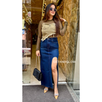 MESH DENIM TOP