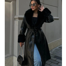 QUEEN B FUR LONG COATS WITH BELT