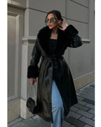 QUEEN B FUR LONG COATS WITH BELT
