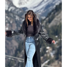 QUEEN B FUR LONG COATS WITH BELT