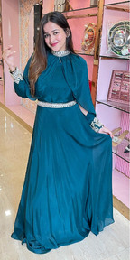Anarkali Dress with belt and shrug cape