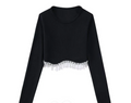 Black Velvet Tassel Crop Top