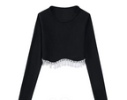 Black Velvet Tassel Crop Top