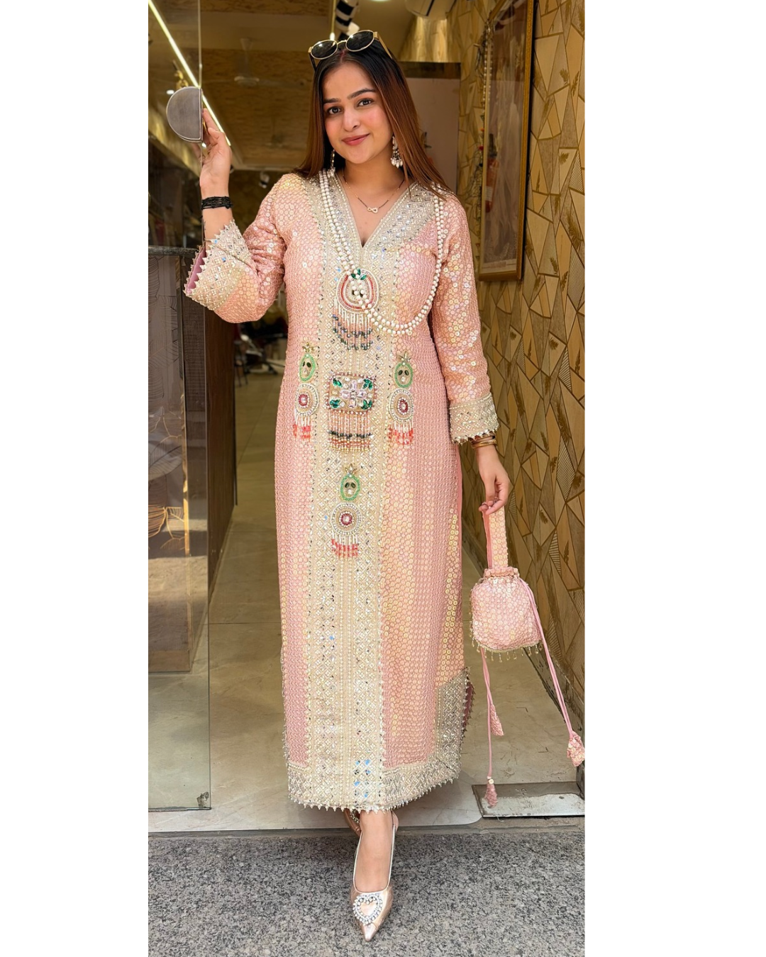 "KAREENA"-LONG DRESS WITH POTLI
