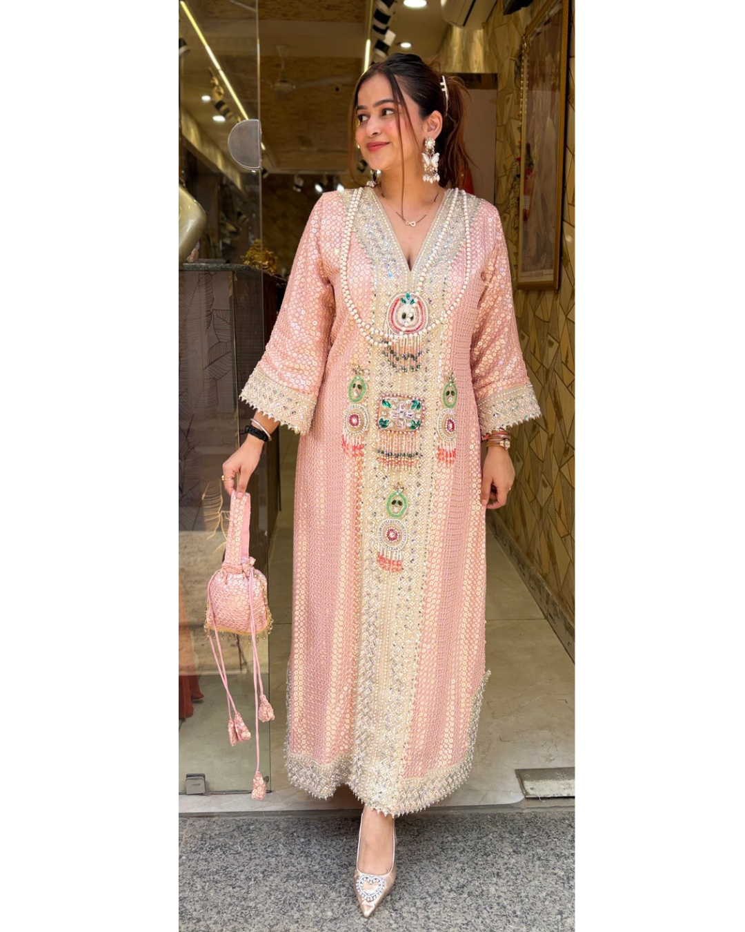 "KAREENA"-LONG DRESS WITH POTLI