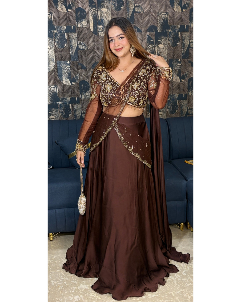 "NIA"-DRAPE LEHENGA