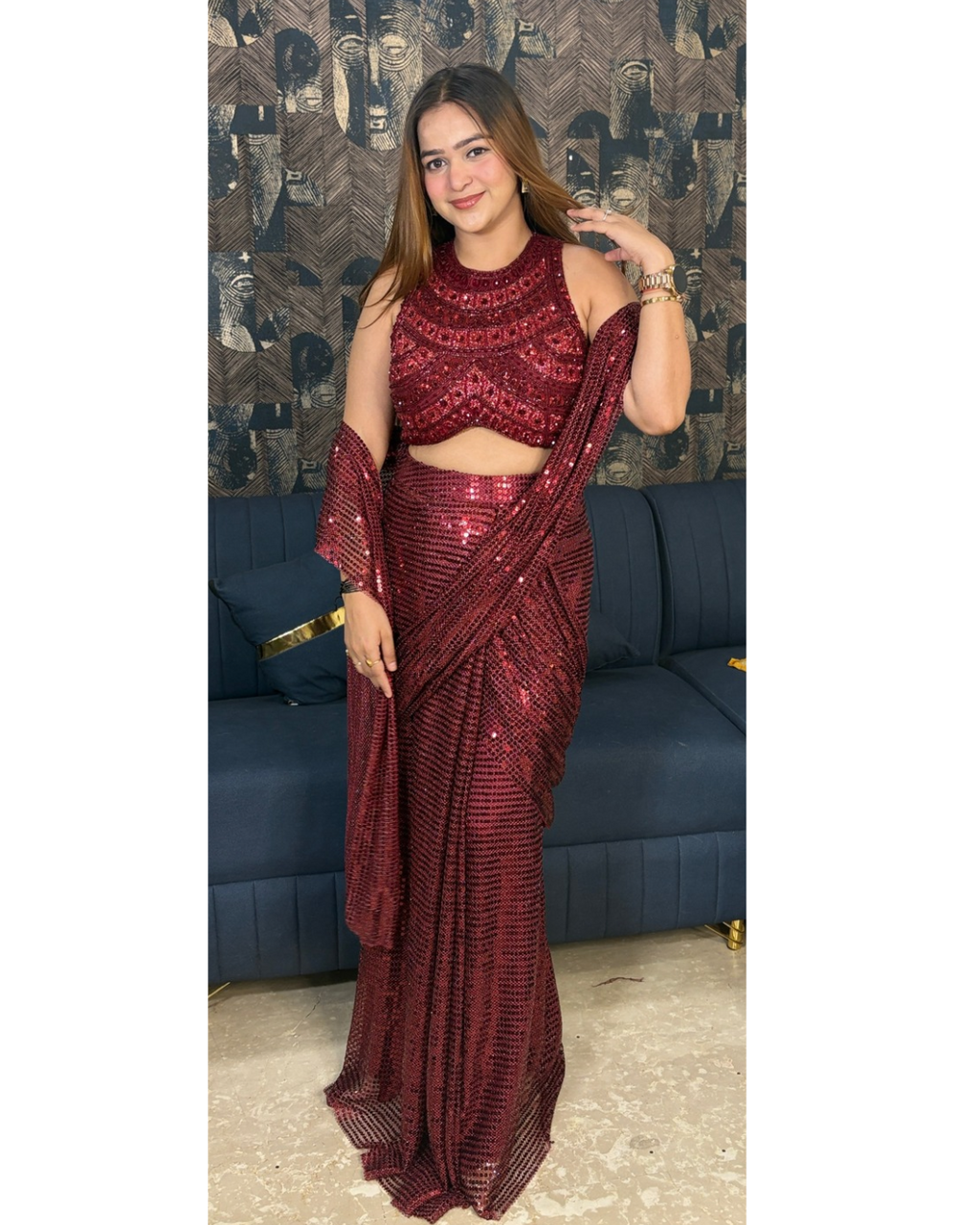 "SIA"-SEQUENCE SAREE